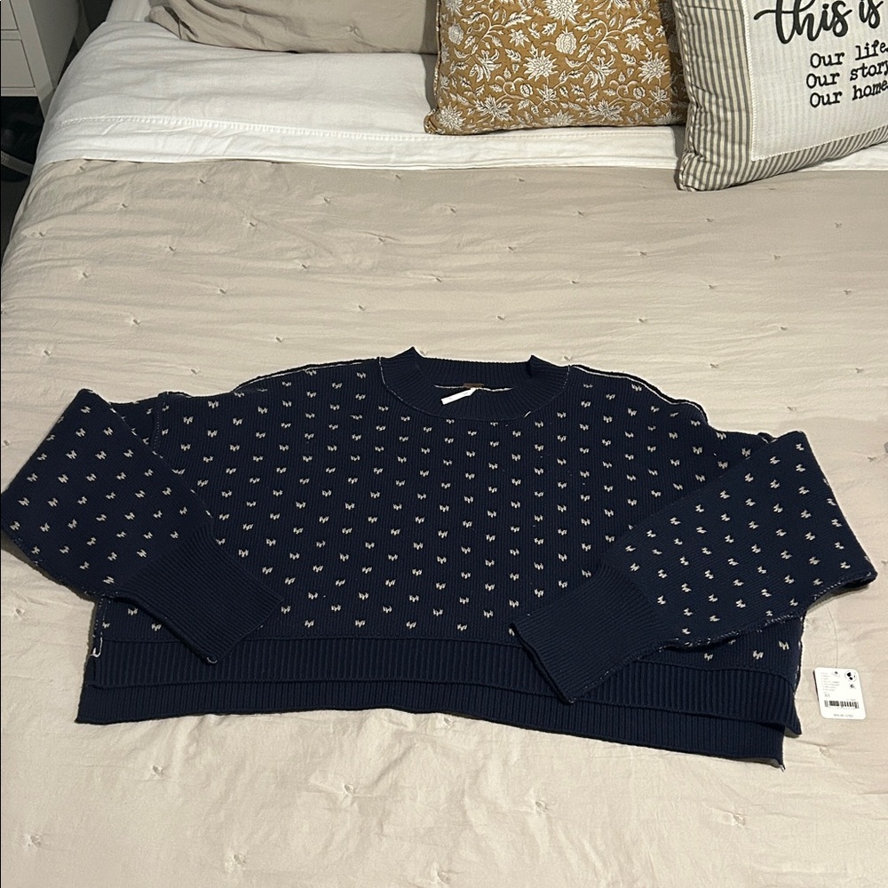 Navy Blue Patterned Sweater by Free People